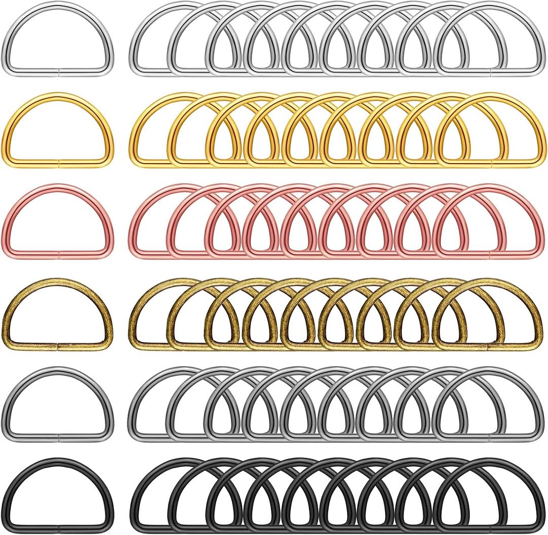 60 Pieces Metal D Rings D-Shape Buckle Clips Multi-Purpose Mixed Color D-Rings for DIY Accessories (1 Inch, Assorted Color)