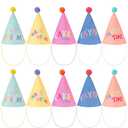Cheerland Pastel Party Hats for Kids Colorful Stuffed Animal Birthday Hats Adult Dog Toddler Animal Fabric Headware No Diy Pet Rainbow Girl Boy 1st Bday Cone Hat -10pcs