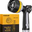 FANHAO Heavy Duty Garden Hose Nozzle, Metal Water Hose Sprayer with 10 Spray Patterns, Thumb Control, On Off Valve, High Pressure Water Nozzle for Plants Watering, Car and Pet Washing, Yellow