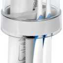 Covered Toothbrush Holder with Cup for Bathroom Countertop, Dust-Proof Stand with Adjustable Height for Electric & Regular Toothbrushes (White)
