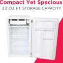 Frigidaire Retro Compact Refrigerator with Chiller, 3.2 cu ft Countertop Fridge, Built-In Bottle Opener, Rounded Corners, Premium, for Office, Bedroom, Dorm Room, Cabin, 18.5D x 20W x 31.5H (White)