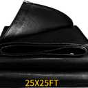 25X25FT Reinforced PE Pond Liner, 28Mil Thickness Pond Liners for Outdoor Ponds, Hemmed Edge with Buttonholes Liners for KOI/Fish, Duck Pond and Waterscape.
