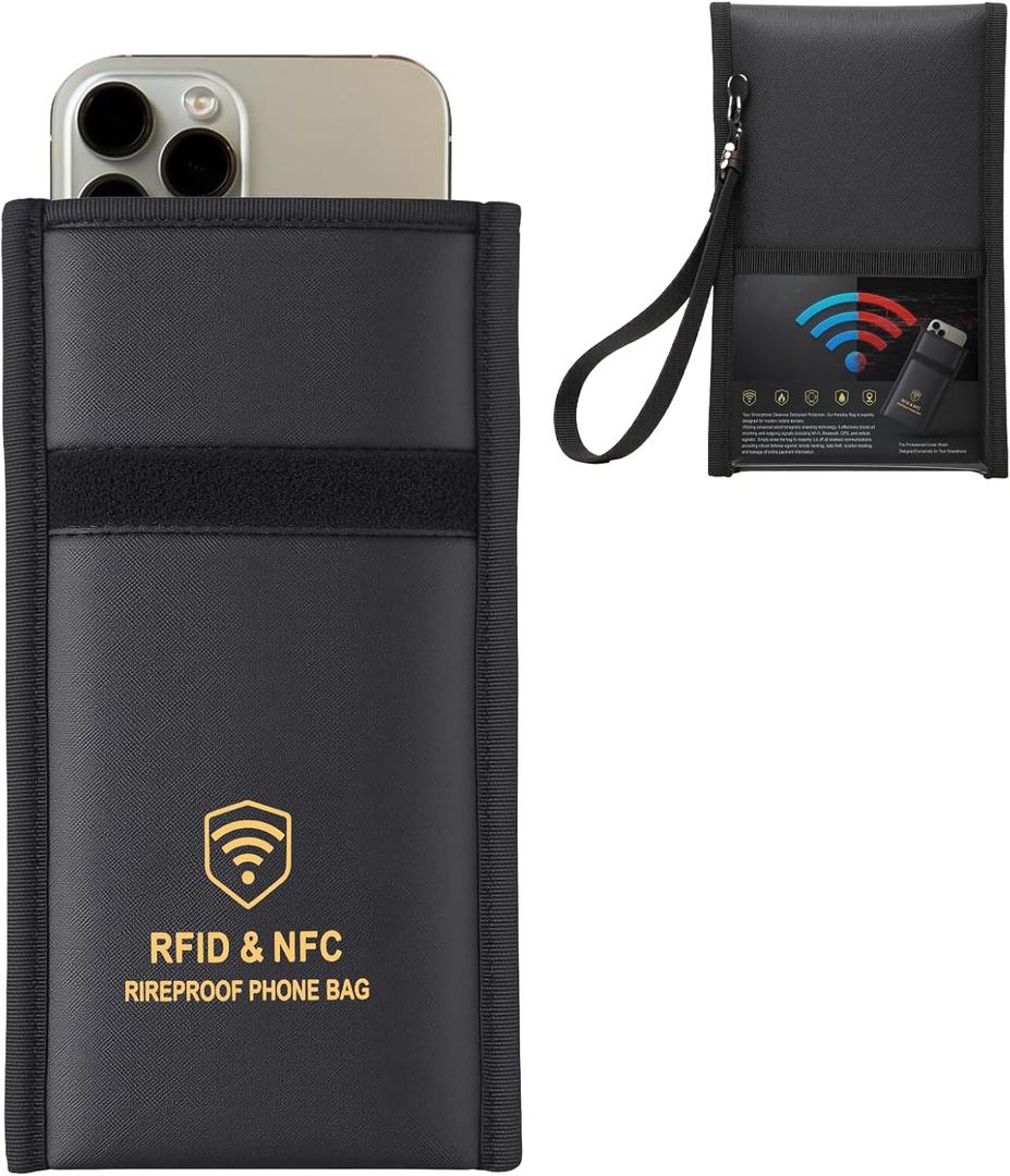 Faraday Bags for Phones,Faraday Cage Signal Blocker Pouch - Military Grade Anti-Theft Protection for Cell Phone,Car Keys,RFID,WiFi,GPS Tracking Signals