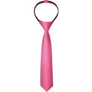Alizeal Boys Solid Color Pre-tied 2.4'' Zipper Skinny Neckties for Kids (Pink)