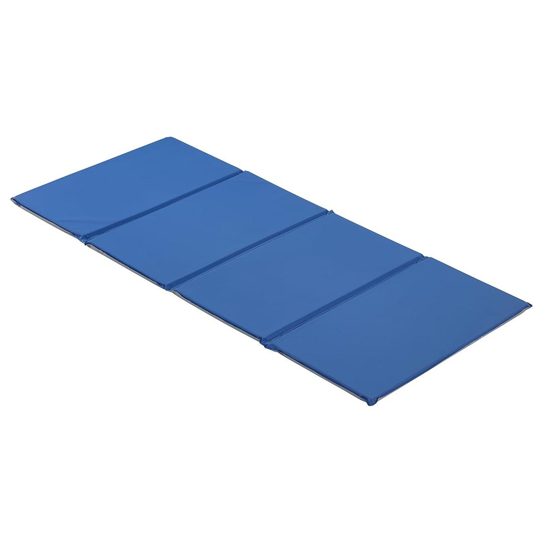 ECR4Kids Everyday Folding Rest Mat, 4-Section, 5/8in, Sleeping Pad, Blue/Grey, 1-Piece, 45" L x 5/8" Thick
