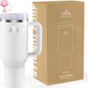 Mont-Clair 40oz Tumbler with Straw and Lid - Insulated Stainless Steel Travel Mug with Handle - Travel Mug - Hot & Cold Drinks - Cold or Hot for 10 hours - Iced for 48 hours - 1200ml - Frost