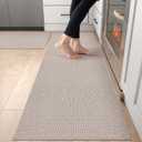 DEXI Kitchen Rugs Non Slip Washable, 24x36+24x72 Absorbent Floor Mats Thin, Soft Carpet Runner for Sink Laundry, Set of 2, Beige