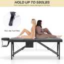 KCC Memory Foam Massage Table Premium Portable Foldable Massage Bed Height Adjustable, 84 Inches Long 28 Inchs Wide Home Salon Spa Bed Tattoo Table with Accessories &Carrying Case, Easy Set Up, Black Wooden Leg