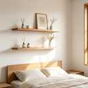 36 Inch Rustic Wood Floating Shelves Farmhouse Wooden Wall Shelves for Bathroom Bedroom Living Room Kitchen Office Set of 4 Light Brown