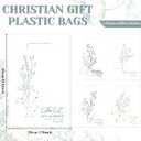 2 x party greeting 100Pcs Church Gift Bag Religious Christian Plastic Goody Bags with Handle Bible Verse Religious Treat Bags Church Party Supplies for Birthday First Communion Present Wrapping,5 Design