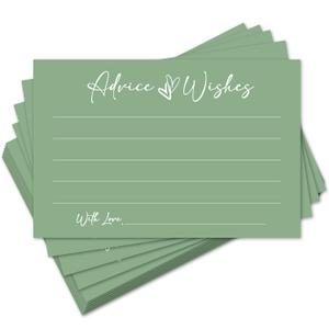 HONPHAX Bridal Shower Advice and Wishes Cards, Baby Shower Wedding Advice and Wishes Cards for The Mr and Mrs, 25 Pack Retirement Graduation Birthday Party Guest Book, Party Favor/Green 003