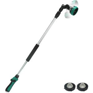 Telescoping Watering Wand for Garden Hose, 36-54 Adjustable, 10 Spray Patterns, Heavy-Duty Hose Nozzle with Thumb Control & Pivoting Head, Ideal for Hanging Baskets and Shrubs, Green