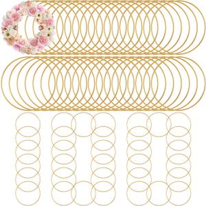 Zonon 100 Pcs Metal Rings for Crafts Gold Craft Rings Hoops Floral Macrame Hoops for DIY Crafts Macrame Dream Catcher Supplies Wedding Table Wreath Decor Wall Hanging (3 Inch)