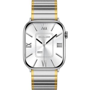 Wearlizer Two Tone Metal Band Compatible with Apple Watch Bands 40/38/41/42/44/45/46/49mm Women Men, Dressy Rectangular Chain Design Durable Stainless Steel Bracelet for iWatch Series 11-1/SE/Ultra
