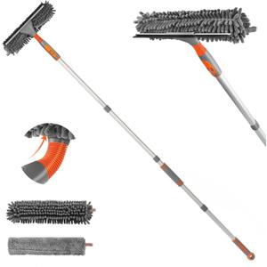 Eazer Window Squeegee Cleaner Tool, 2-in-1 Window Cleaning Kit with 62'' Extension Pole, Window Washer Equipment for Cars, Indoor & Outdoor Glass - Includes 2 Microfiber Cloths
