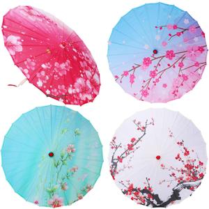SAYAYA 32 Inch Chinese Japanese Silk Parasol, Handmade Vintage Floral Umbrellas, Asian DIY Art Decoration Parasols for Wedding Dance Cosplay Costume Prop & Home Decor