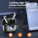 Wireless Earbuds Bluetooth Headphones, 50H Playtime Ear Buds with Mic, LED Digital Display Charging Case, IPX7 Waterproof, Deep Bass Stereo, in-Ear Earphone for iPhone Andriod Phone - Black