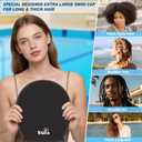 Extra Large Swim Cap Women Adult, Swim Caps for Long Hair, Dreadlocks, Weaves, Hair Extensions, Braids, Curls & Afros - Silicone Swimming Cap for Women & Men Anti-Leak Seal for Pool, Beach, Laps (black)