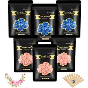 1.3Lb/21oz Wax Beads for Brazilian, Eyebrow, Face, Bikini, Legs, Arms Waxing - 6 Packs with 10 Wax Spatulas for Women and Men