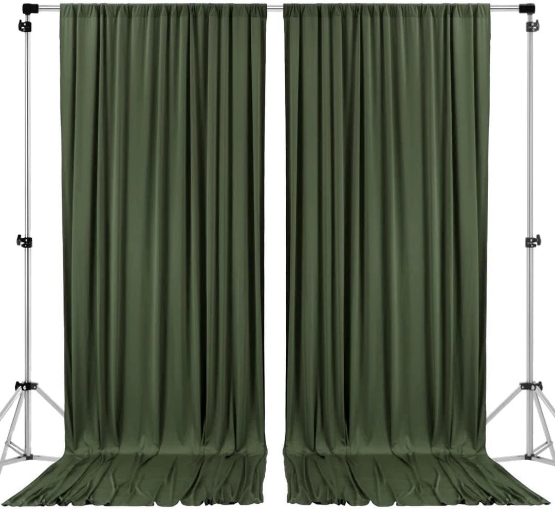 AK TRADING CO. 10 feet x 10 feet Olive IFR Polyester Backdrop Drapes Curtains Panels with Rod Pockets - Wedding Ceremony Party Home Window Decorations (60"W x 120"L (Pack of 2))