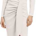Donna Morgan Women's Long Sleeve Faux Wrap Dress (Beige, S)