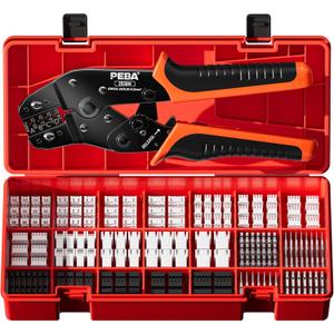 PEBA Crimping Tool and Dupont Connector Kit - 21 Types of 2.54mm Dupont Connectors & Crimp Pins, 2.5 mm JST-XH Contacts and Housings, for DIY Electronics - Suitable for AWG 32-20 Wires