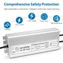 24V 500W LED Power Supply, IP67 Waterproof LED Driver, Low Voltage Transformer, AC 90-140V to DC 24V 20.8A Converter with 3-Prong Plug 3.3 Ft Cable for Outdoor LED Light, Landscape Light, Industrial