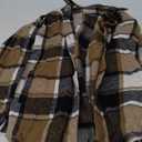 Beaully Women's Flannel Plaid Shacket Long Sleeve Button Down Shirts Jacket Coats with Side Pockets (Brown/Black)