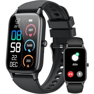 Smart Watch for Men Women, 1.57" Smartwatch (Answer/Make Call) , Fitness Tracker with 110+ Sport Modes, Heart Rate/Sleep Monitor, IP68 Waterproof, Bluetooth Calls, Smartwatches for Android iOS Black