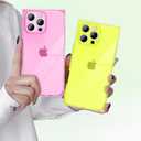 Rectangle Case Compatible for iPhone 15 Pro, Full Camera Protection & Reinforced Corners TPU Cushion Clear Cover, Shockproof Silicone Phone Case for Women Girls (iPhone 15 Pro, Yellow)