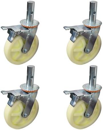 ASTAMOTOR 8"x 2" Scaffolding Caster Wheels with Dual Locking Swivel Stem Casters, 360 Degree Rotation, 4400 LB Capacity, 4 Packs