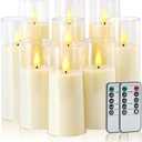 Amagic Ivory Flameless Candles with Remote, Battery Operated Candles with Timer, Acrylic Plexiglass Flickering LED Fake Candle for Wedding, Holiday, Home Decor, Set of 8, D2.2 x H5 6" 7"