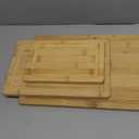 Lipper International Bamboo Wood Cutting Boards With Built-In Juice Grooves And Inset Handles for Chopping Meat, Fruits, Or Vegetables, Set Of 3, Assorted Sizes