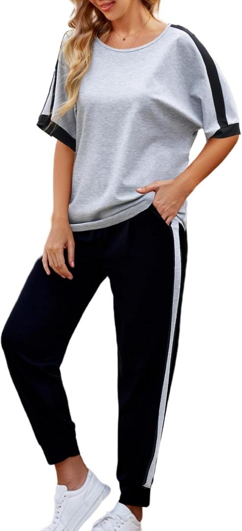 VIMPUNEC Women 2 Piece Outfits Summer Casual Lounge Sets Soft Sweatsuits Trendy Matching Sets, Large