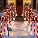Christmas Decorations Outdoor, 10 Pcs Candy Cane Lights, Solar Pathway Lights with 8 Lighting Modes,100 Led Lights, Waterproof Garden Lights for Christmas Patio Yard Walkway Decorations