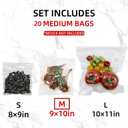 (9" x 10") 20-Pack Reusable Vacuum Seal Food Bags (Vacuum Sealer Machine Not Included), Compatible with CNAOA Vacuum Sealers