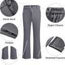 Women's Suit 2 Piece Set Pinstripe Blazer and Bootcut Dressy Pants Set for Work Office Business Outfits, 2XL