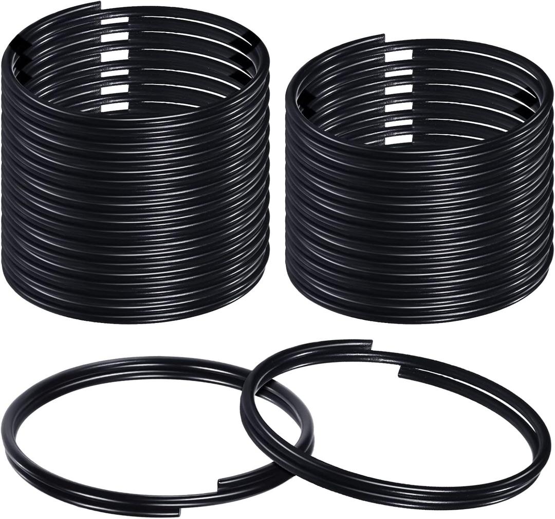 Hotop 50 Pieces Black Keys Ring Heavy Duty Metal Round Split Rings Key Chain Rings for Organization DIY Crafts Accessories(25 mm)