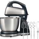 Hamilton Beach Classic Stand and Hand Mixer, 4 Quarts, 6 Speeds with QuickBurst, Bowl Rest, 290 Watts Peak Power, Black and Stainless