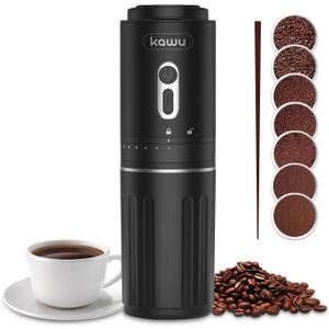 KAWU Portable Electric Coffee Grinder, USB Rechargeable, Conical Burr, Battery Powered, SOE Coffee Bean Coffee Maker, Small Cordless Compact for Travel, Camping, Car