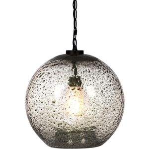 CASAMOTION Pendant Light Fixtures Hand Blown Glass Drop Ceiling Hanging Lighting Rustic Farmhouse Kitchen Island Clear Marble Large Globe Over Dining Room Table Entryway Hallway 15.6 Inch Height