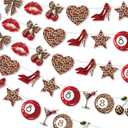 5 Pcs Cherry Cheetah Decorations Cherry Cheetah Party Banner Red Leopard Bow Print Garland Birthday Backdrop Bachelorette Animal Print Party Supplies