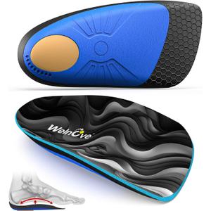 Plantar Fasciitis Inserts for Heel Pain - Welnove Arch Support Heel Cushions Insoles for Heel Pain Relief, Heel Spur, Achilles Tendon, Heel Cups for Most Shoes, Women's 10-13, Men's 9-12 (Large(Pack of 2), Gray)