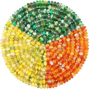 Zyehxed Large Hole Beads Orange Yellow Green Fairy Wand Garden Beads, Assorted European Craft Big Beads Large Hole Lampwork Spacer Bead for DIY Bracelet Necklace Jewelry Making Decoration Supplies, 150 Pcs