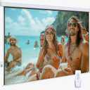 110" Motorized Projector Screen, Electric 4:3 Projector Screen with Remote Control, Indoor/Outdoor HD Movie Screen, Wall/Ceiling Mounted, Perfect for Home Office Theater TV, White