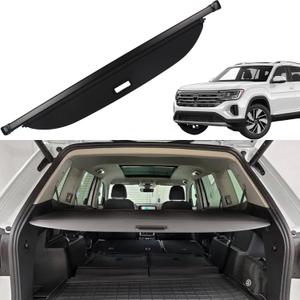 Cargo Cover for VW Volkswagen Atlas Cross 2018 2019 2020 2022 2021 2023 2024 2025 Accessories Rear Trunk Cover Rear Trunk Security Cover Shielding Shade, Black