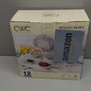 COOK WITH COLOR Mixing Bowls with Lids - 12 Piece Plastic Nesting Bowls Set includes 6 Prep Bowls and 6 Lids, Microwave Safe Mixing Bowl Set, Cream Embossed