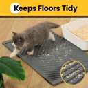 Silicone Cat Litter Mat 24"x15", Rubber Urine & Waterproof Trapping Waste Matt For Kitty Litter Box, Easy Clean, Non-Slip Cat Mat for Scatter Control, Grey