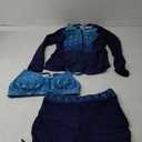 Women 3 Piece Long Sleeve Rash Guard with Built in Bra Swimsuits UPF 50+ Swim Shirt Quick Dry Swimsuit Navy Blue Gradient Flower XL