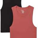 Hanes Womens Originals Racerback Crop Tank, 2-Pack, Comfywear Supersoft Rib Cropped Tank Top Loungewear Pack, Size 2X